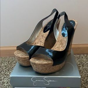 Jessica Simpson Black Cork Wedge Sandal